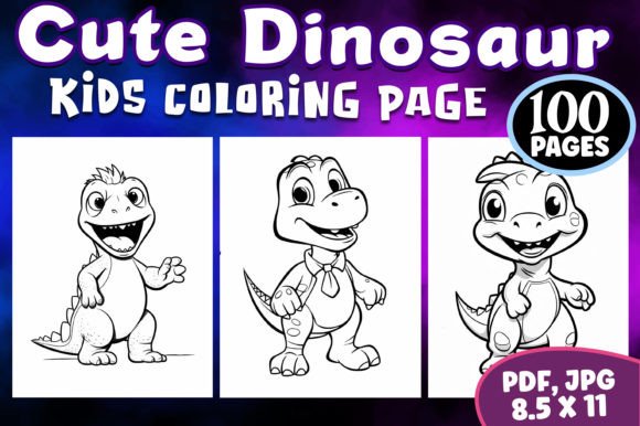 100 Cute Dinosaur Coloring Pages Vol 07: A Complete Resource for Creative Learning and Relaxation