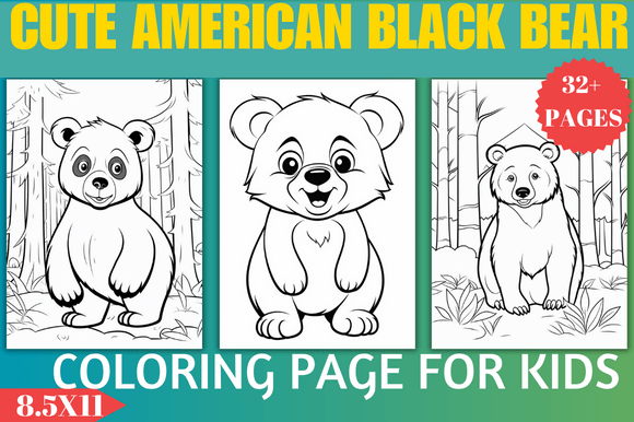 Cute American Black Bear Coloring Page
