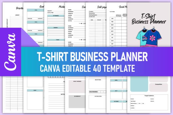 Editable T-Shirt Business Planner Canva
