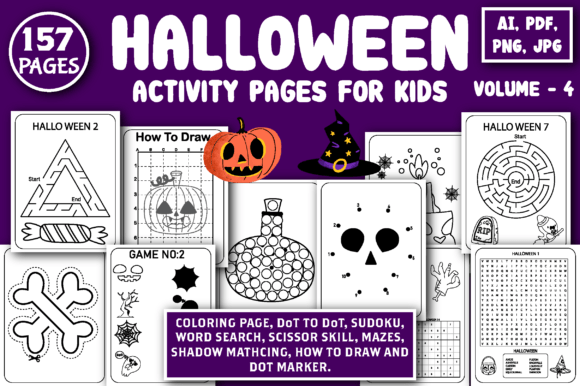 Halloween Activity Book for Kids Vol - 4