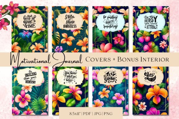 Motivational Quotes Journal Covers with Hawaiian Floral Artistry